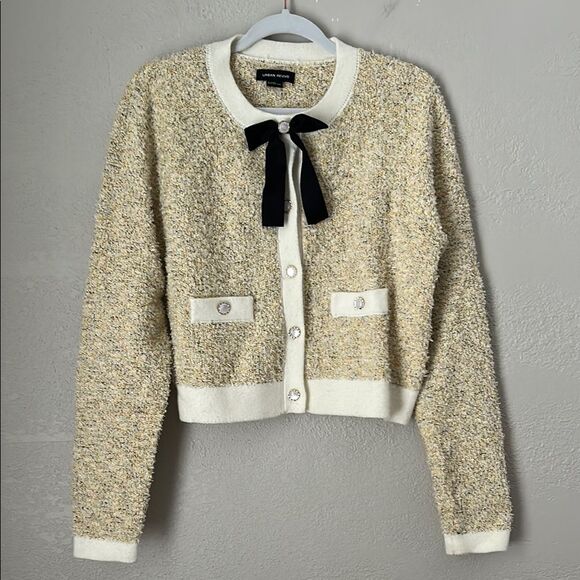 Urban Revivo Sweaters - URBAN REVIVO Size XL Cropped Pearl Button Front Cardigan Sweater Secretary Bow